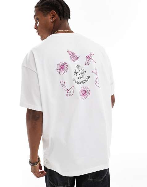 Converse – Line Art – Biały T-shirt z nadrukiem na plecach - view 1