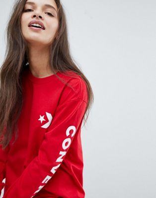 Converse Long Sleeve T-Shirt In Red 