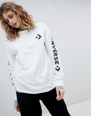 Converse Long Sleeve T Shirt In White 