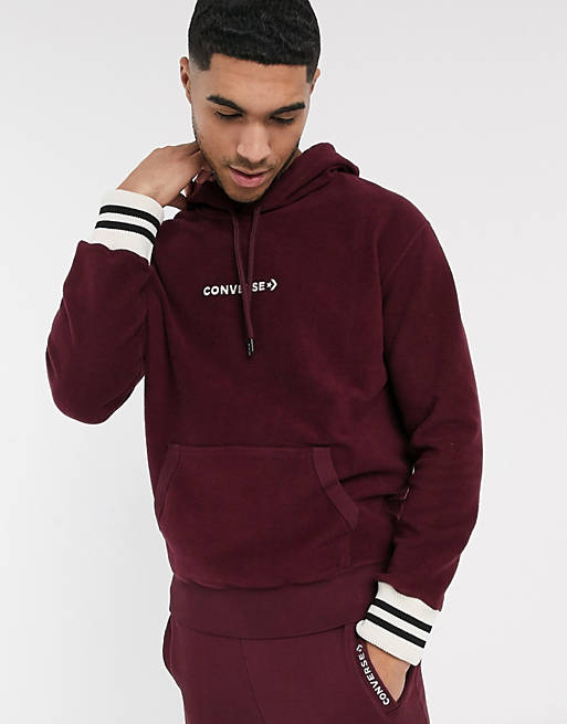 Converse Made in Italy reverse fleece logo hoodie in burgundy | ASOS