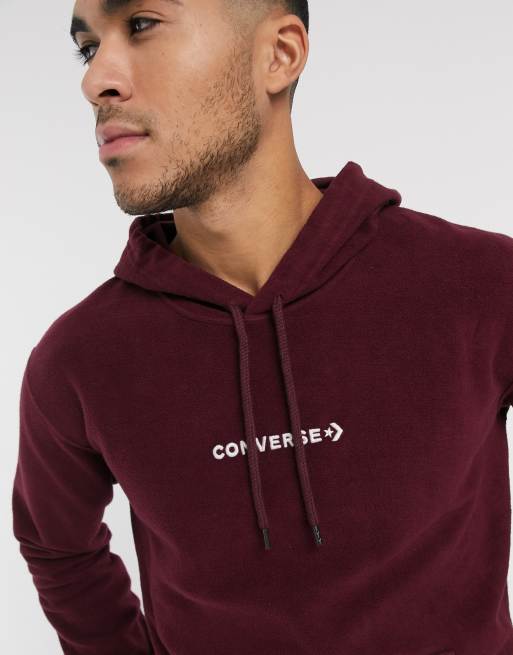 Converse Made in Italy reverse fleece logo hoodie in burgundy ASOS