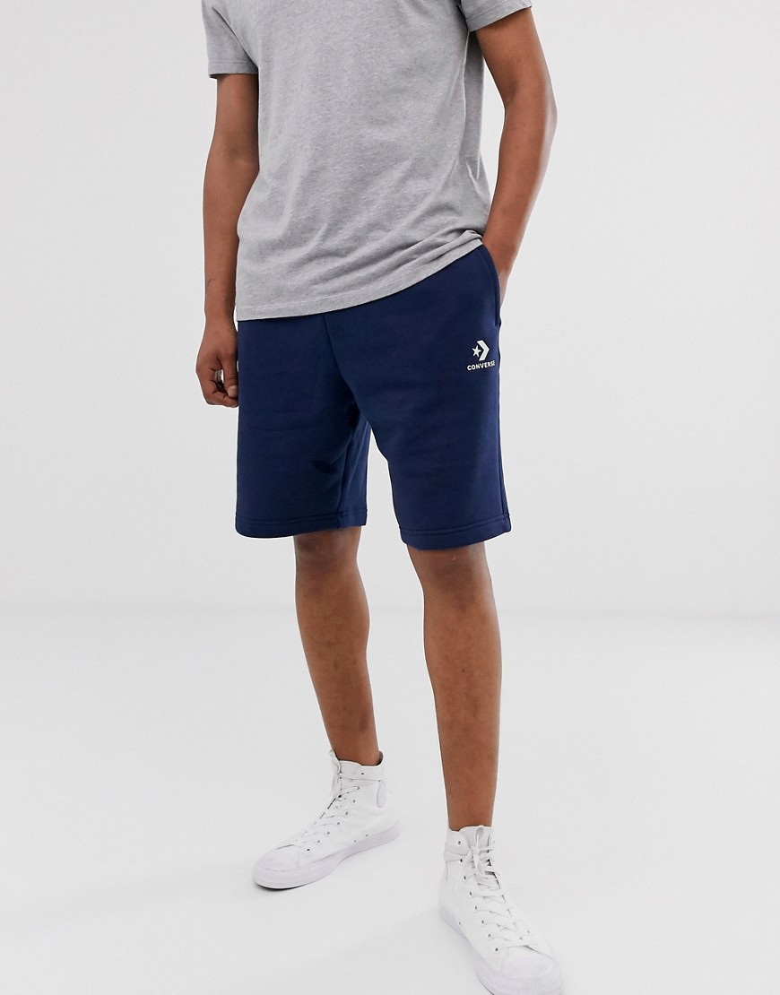 Converse – Marinblå jersey-shorts med liten logga