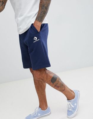 Converse – Marinblå jersey-shorts med logga 10008817-A02