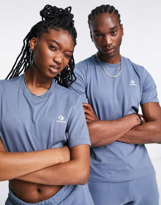 Converse – Mellanblå t-shirt i unisex-modell med stjärna och vinkellogga, 3 av 4