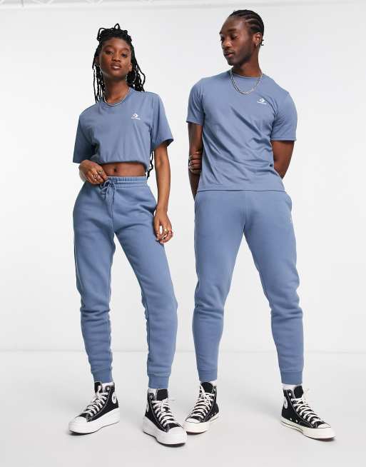Converse – Mellanblå t-shirt i unisex-modell med stjärna och vinkellogga, 4 av 4