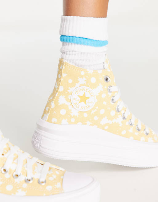 Yellow cheap flower converse