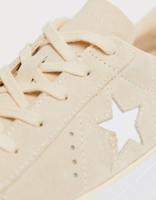 Converse One Star beige platform sneakers