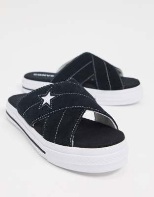 converse one star black sandals