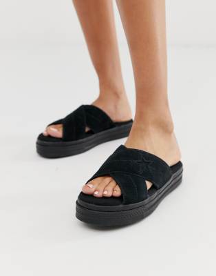 converse one star black sandals