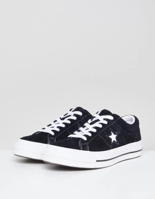 Black converse one star suede sale