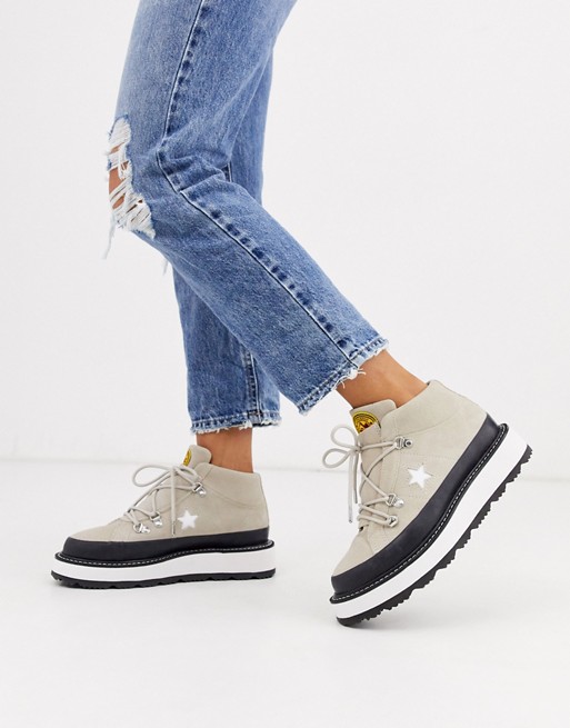 Converse One Star hiker boots in beige