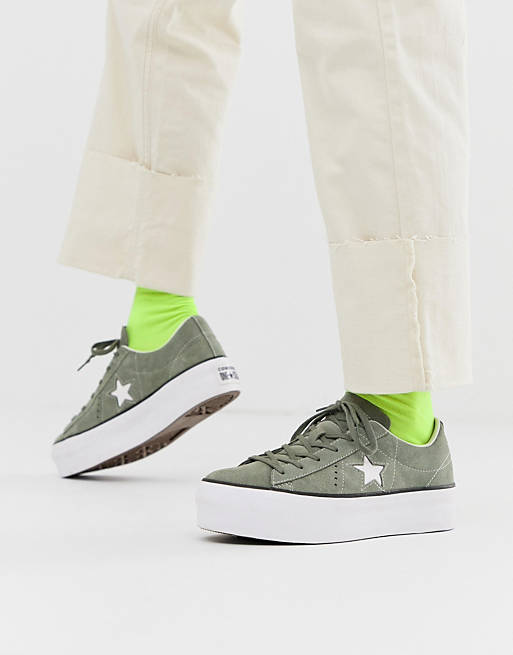 بلاك اوبس Converse one star khaki green platform sneakers بلاك اوبس