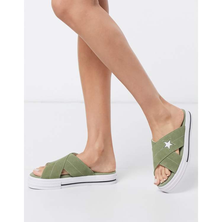 Converse one star khaki green sandals ASOS