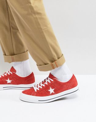 Converse One Star Ox Plimsolls In Red 