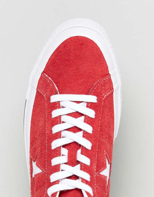 One star premium outlet suede low top red