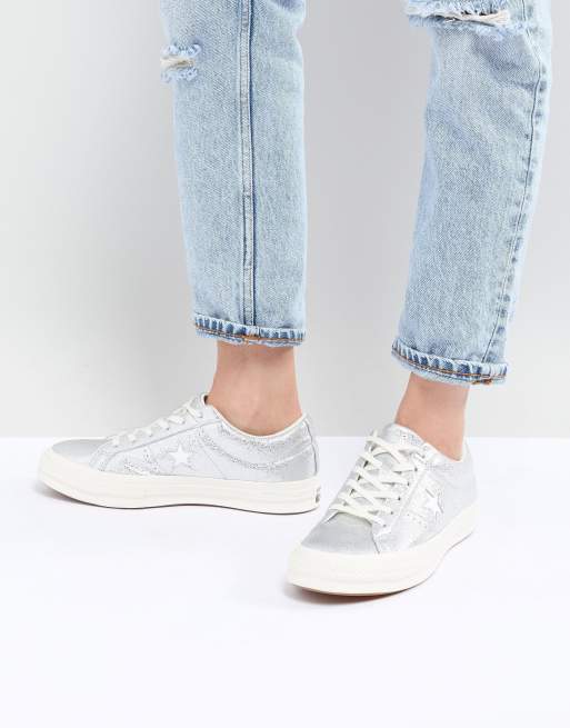 Converse one on sale star silver