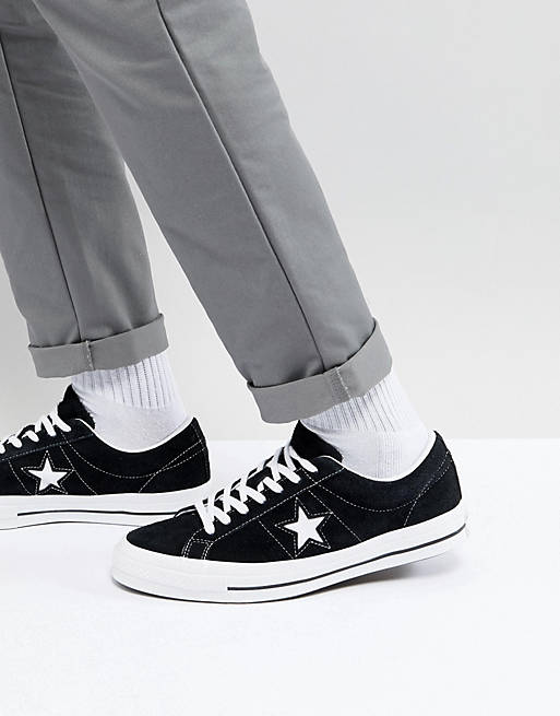 Converse One Star Ox Sneakers In Black 158369C