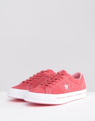 converse one star pink suede trainers