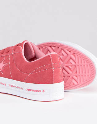 converse one star pink suede trainers