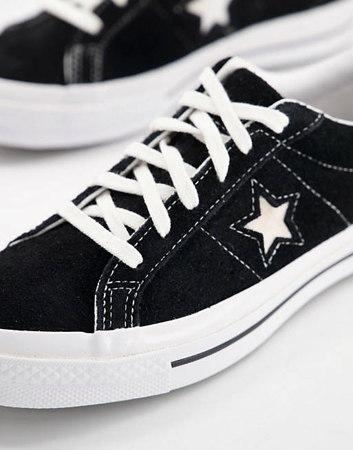 Voorkomen Ineenstorting Grappig Converse One Star Ox vintage suede sneakers in black | ASOS