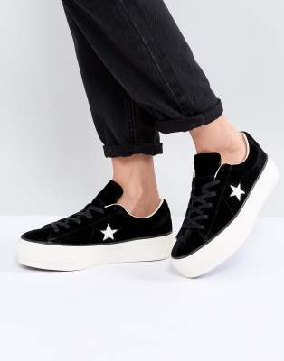 Converse One Star Platform Ox In Black 