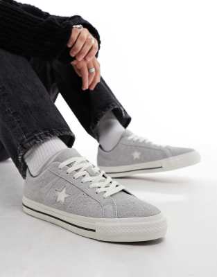 Converse one star grey suede best sale