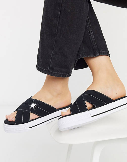 Converse One Star sandals in black/white