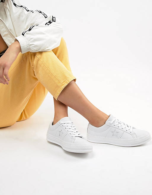 fusible Introducir De este modo Converse One Star triple leather white sneakers | ASOS