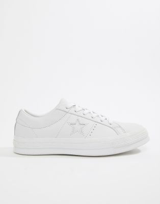 one star converse white leather