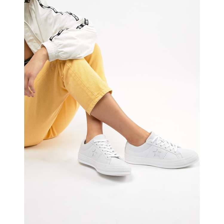 Converse One Star white monochrome leather sneakers