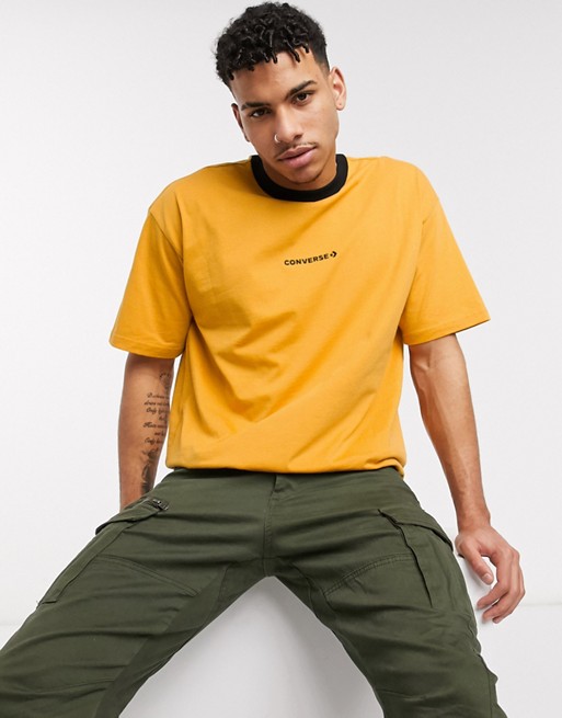 Converse oversized fit logo ringer t-shirt in yellow