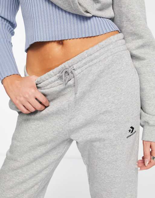 Converse Pantalon de jogging unisexe en polaire logo chevron et toile Gris ardoise