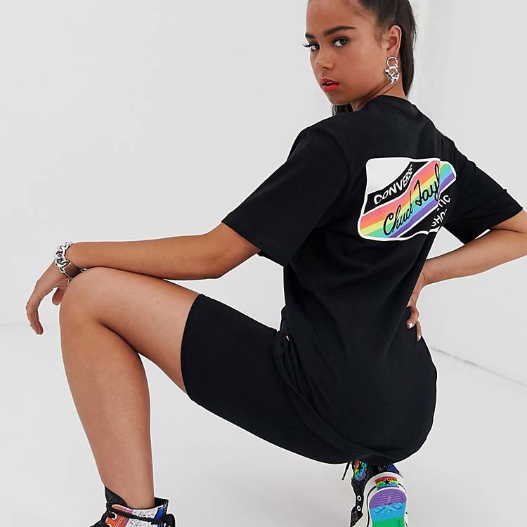 Converse Pride Black Rainbow Back Print T-Shirt | ASOS