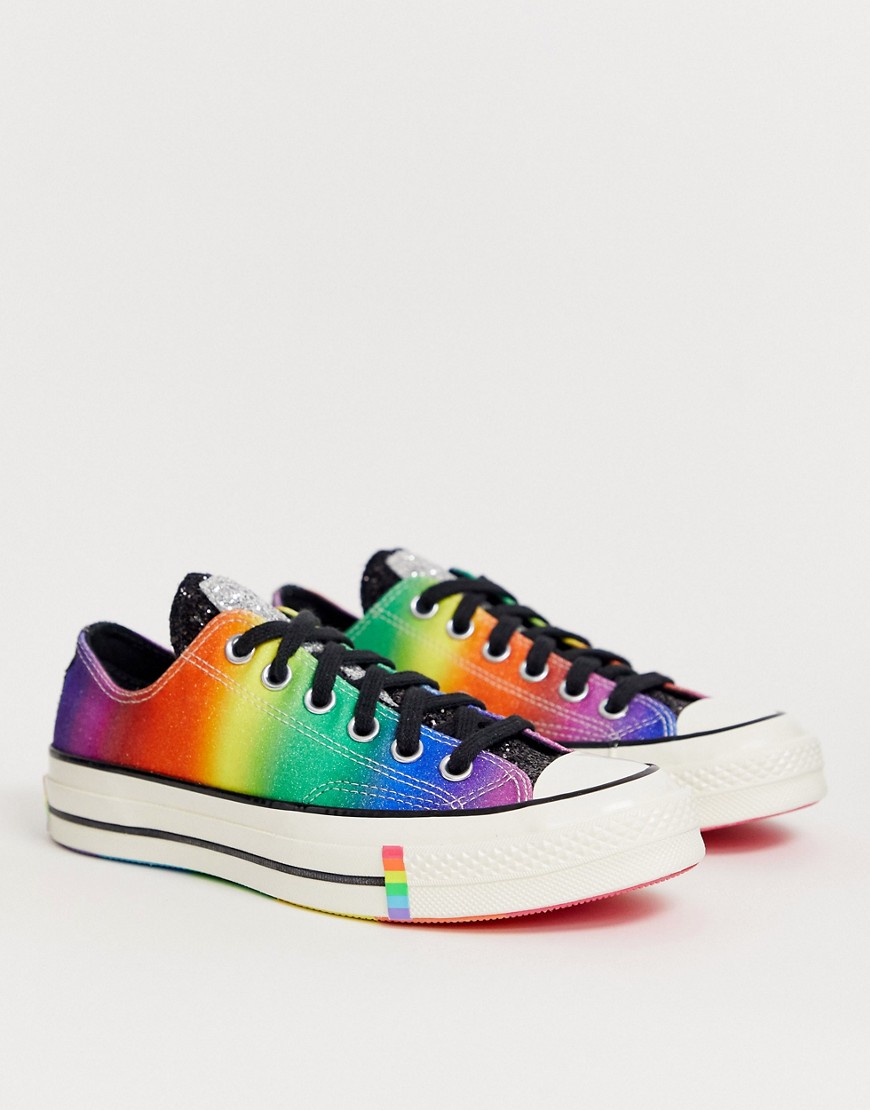 Converse - Pride Chuck '70 - Sneakers basse arcobaleno e nero glitter-Multicolore