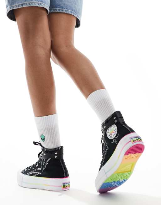 Converse – Pride Chuck Taylor All Star Lift Hi – Czarne buty sportowe za kostkę