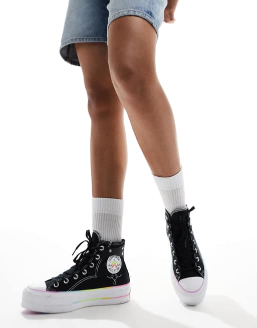Converse Pride Chuck Taylor All Star Lift Hi Sneakers alte nere ASOS