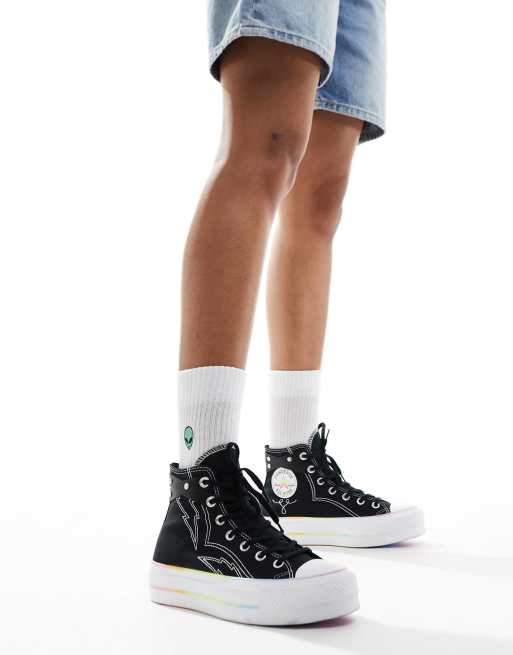 Converse Pride Chuck Taylor - All Star Lift Hi - Sneakers i sort, 5 af 5