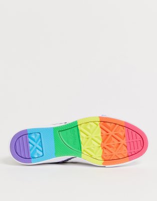 white converse with rainbow bottom