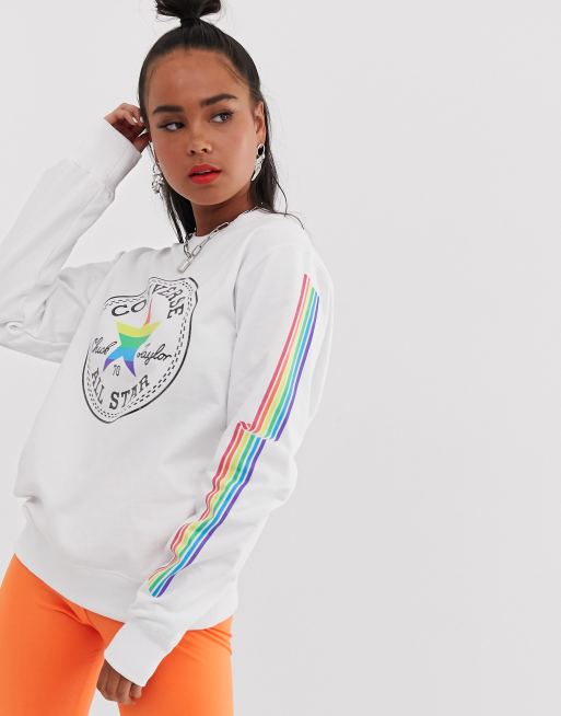 Converse Pride Felpa bianca con arcobaleno ASOS