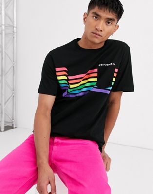 Converse - Pride - T-shirt met regenboogkleuren in zwart
