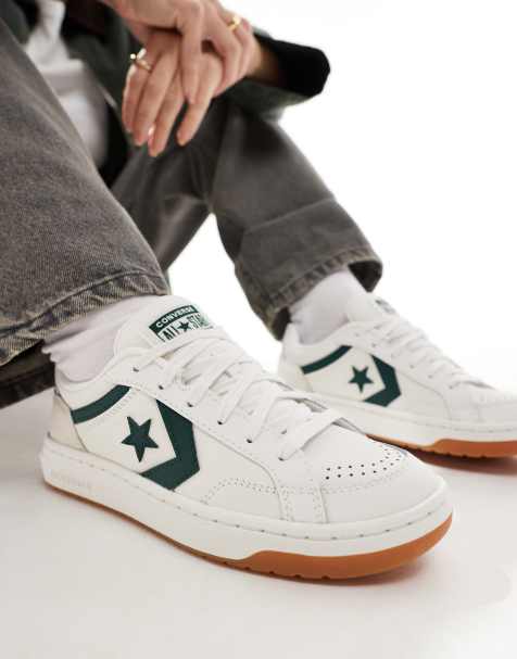 Converse – Pro Blaze Classic Ox – Naturvita och gröna sneakers med gummisula - view 1