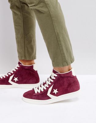 Converse Pro Leather 76 Mid Sneakers In Purple 157691C626 | ASOS