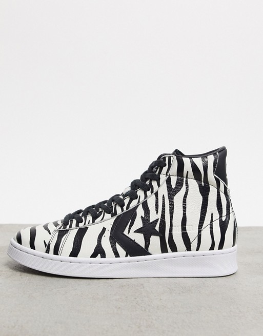 Converse Pro Leather Hi zebra in black and white