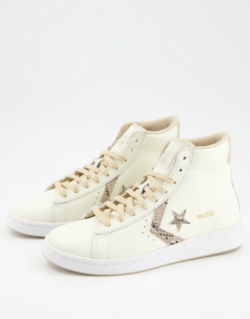 Converse - Pro Leather - Sneakers bianco sporco con lacci beige