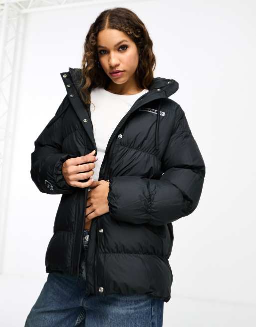 Converse puffer coat in black | ASOS