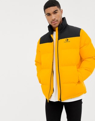 converse puffer jacket in yellow