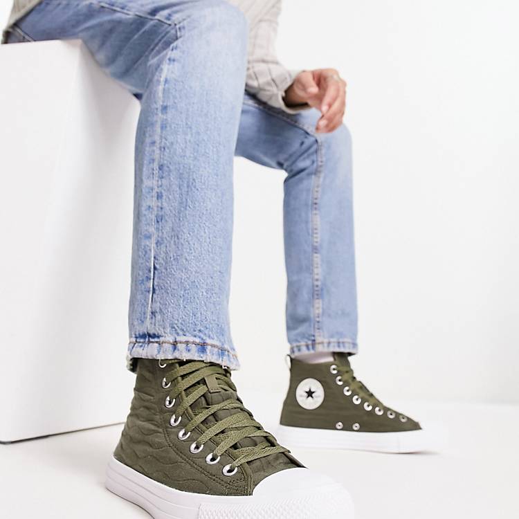 Converse quilted Chuck Taylor All Star Hi trainers in utility green | ASOS