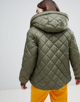 converse khaki mid length padded jacket