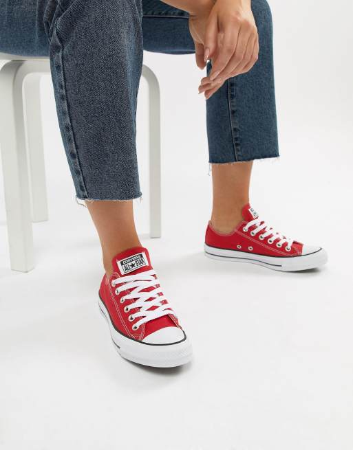 Converse red on sales feet