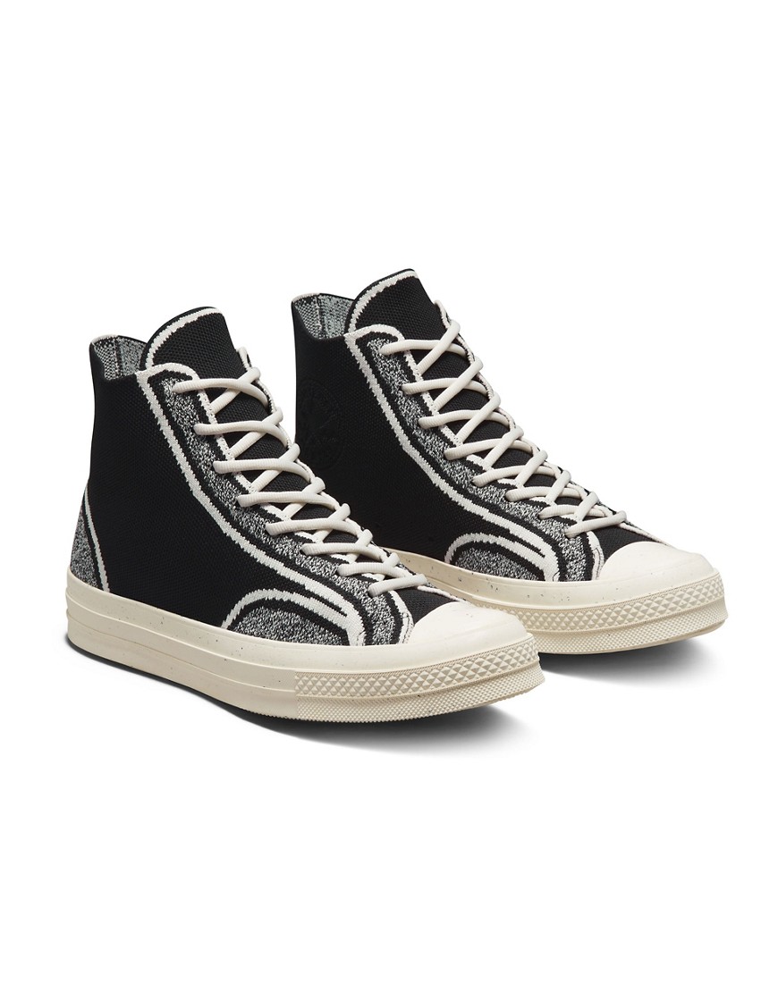 Converse Renew Chuck 70 Hi knit sneakers in black/white